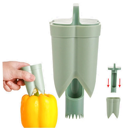 Worzwin 2-IN-1 FRUIT PEPPER CORER - Pepper Corer Seed Remover Tool - Bell Pepper Cutter Pepper Seed Corer Remover - Fruit & Vegetable Quick Corer and Cave