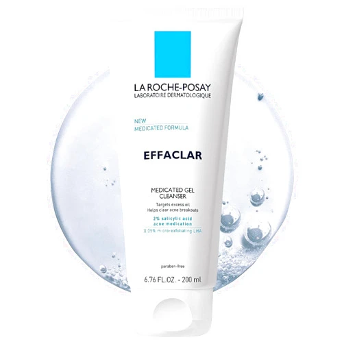La Roche-Posay Effaclar Medicated Gel Cleanser | 2% Salicylic Acid Cleanser + LHA + Glycerin | Foaming Acne Face Wash | Helps Clear & Prevent Acne Breakouts | Oil Free Acne Wash | Targets Excess Oil