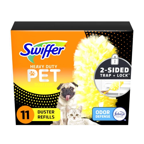 Swiffer Dusters Heavy Duty Pet Multi-Surface Duster Refills for Cleaning, With Febreze Odor Defense, 11 Count