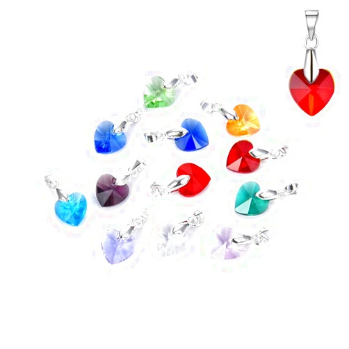 Adabele 1 Set Adabele Dangle Birthstone Pendant Drops with Clasp 10mm Heart Crystal Pendant Drop Bead with Pendant Pinch Bail (12pcs) for Jewelry Craft Making BL15
