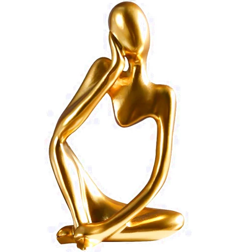 ZKSYLSM Golden Abstract Thinker Firgure Tabletop Decor Home Jewelry Porch Decoration Living Room House Creative Resin Crafts