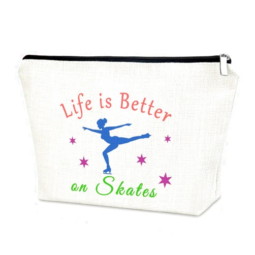 Sazuwu Ice Skater Gift for Women Makeup Bag Figure Skater Gift Skating Team Gift for Girls Cosmetic Bag Graduation Gift for Her Birthday Christmas Gifts for Skate Lover Cosmetic Travel Pouch