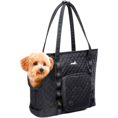Pecute Dog Purse Carrier, Pet Carrier with Pockets for Small Dogs, Portable Small Dog Soft-Sided Carrier, Lightweight Dog and Puppies Tote Bag Carrier, Outing, Travel, Vet, Black