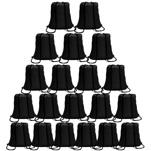 CAIHONG 100 Pack Drawstring Backpack Black Bulk Drawstring Bags Nylon String Backpack Gym Cinch Sack Backpack Sport Bag Draw String Party Bags for Men or Women