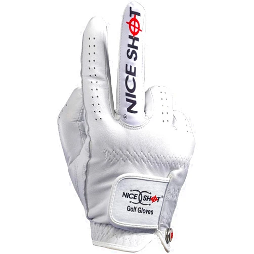 Nice Shot The Bird Men's Golf Glove in Premium White Cabretta Leather