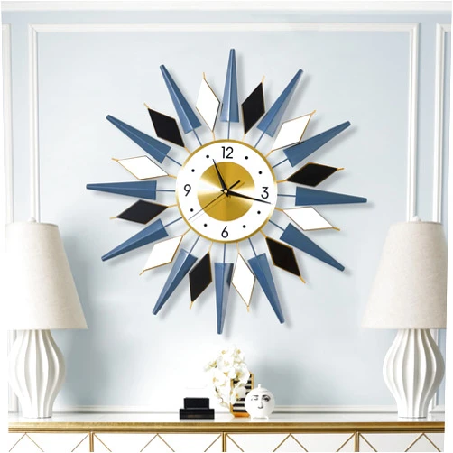 JUGV 24 Inch Modern Metal Wall Clock Unique Design, Large Silent Battery Operated Non Ticking, Wall Clock for Living Room Kitchen Office Decor