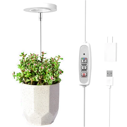 LORDEM Grow Light, Full Spectrum LED Plant light for Indoor Plants, Height Adjustable Growing Lamp with Auto On/Off Timer 4/8/12H, 4 Dimmable Brightness, Ideal for Small Plants