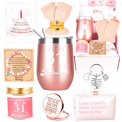 Awfrky 31st Birthday Gifts for Women Her, Happy 31st Birthday Basket Gifts Box for Best Friends Female Daughter Sister Her Girlfriend Coworker Bestie Women Birthday Unique, 31 Year Old Women Birthday Gifts