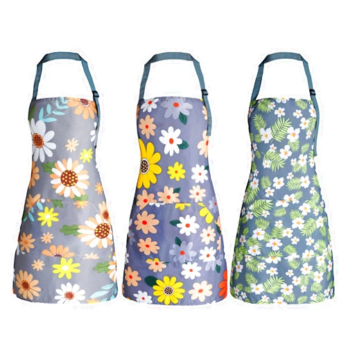 IHFAIO Apron for Women with Pockets, Adjustable Waterproof Floral Chef Aprons for Kitchen, Gardening, Cooking, BBQ or Baking