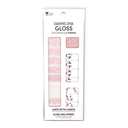Dashing Diva Gloss Holiday Nail Strips - Light Show | UV Free, Chip Resistant, Long Lasting Gel Nail Stickers | Contains 32 Nail Wraps, 1 Prep Pad, 1 Nail File