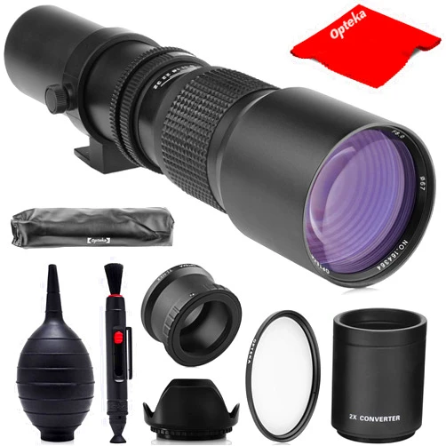 47th Street Photo Opteka 500mm/1000mm f/8 Manual Telephoto Lens for Sony E-Mount Alpha a9, a7R, a7S, a7, a1, ZV-E10, a6600, a6500, a6400, a6300, a6100, a6000, a5100, a5000, a3000, NEX-7, NEX-6, 5T, 5N, 5R, 3N Black