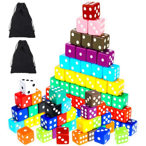 Sratte 180 Pieces 16 mm Dice Set 6 Sided Square Corner Dice Mini Dice Standard Game Dice Bulk with 2 Storage Bags for Play Games Like Farkle or Teaching Math, 18 Colors