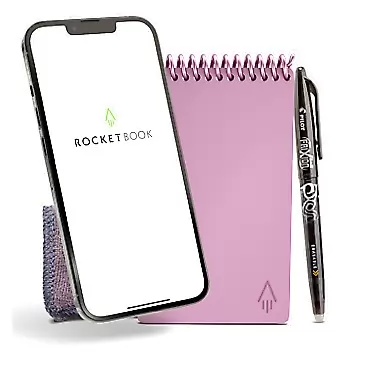Rocketbook Smart Reusable Notebook - Dot-Grid Eco-Friendly Notebook with 1 Pilot Frixion Pen & 1 Microfiber Cloth Included - Pink Sky Cover, Mini Size (3.5