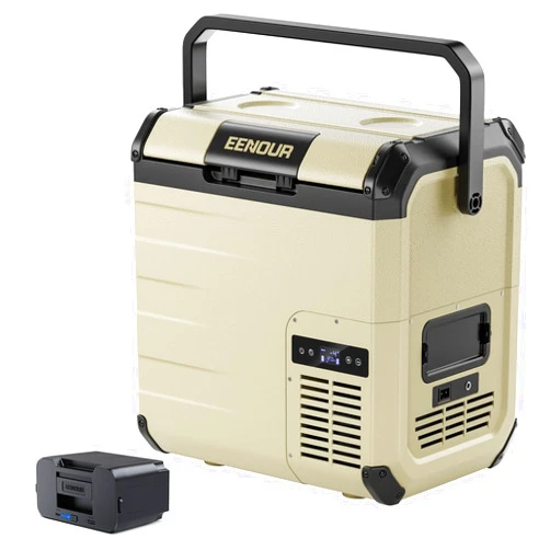 EENOUR D18 Car Refrigerator 19QT/18L with DB01 Battery 171Wh/15600mAh -4~50℉ 12/24V DC 110~240V Solar Charging AC for RV Truck Camping Sailboat