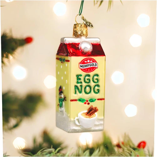 Old World Christmas Egg Nog Carton Glass Hanging Ornament
