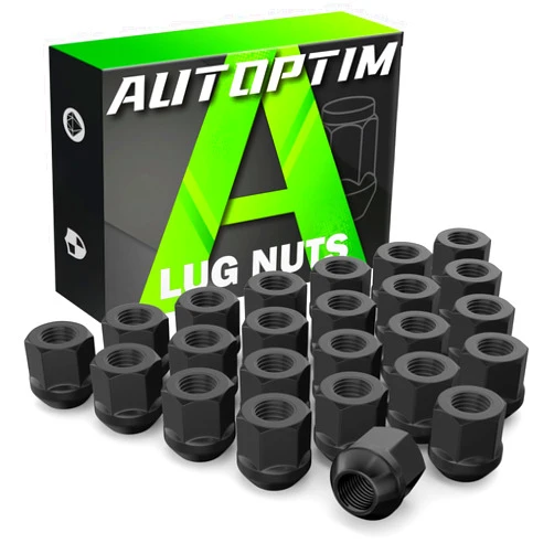 AUTOPTIM 24PCS M14X1.5 Open End Lug Nuts - Replacement for Chevy Silverado 1500 Tahoe, Ford F150 Expedition, GMC Sierra Aftermarket Wheel, Black 3/4