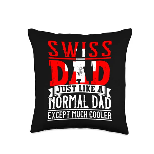 Swiss Flag Switzerland Roots Accessories Switzerland Roots Outfit Funny Swiss Heritage for Men Throw Pillow, 16x16, Multicolor