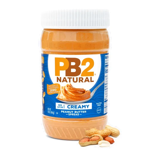 PB2 Natural Creamy Peanut Butter | All Natural Peanut Butter Spread, No Stir, Healthy, Naturally Sweetened with Zero Added Sugar, Certified Gluten Free, Vegan (1-Pound Jar)