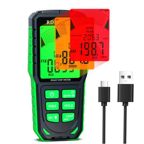 RDINSCOS EMF Detector, Detect All 3 Types of Electromagnetic Radiation Field in 1 EMF Meter for 5G, Cell Towers, WiFi and Smart Meters, EMF Reader for Ghost Hunting Equipment Home, Office (Color01)