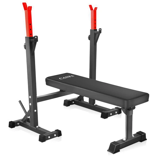 CANPA Bench Press, CANPA Olympic Weight Bench with Squat Rack Workout Bench Adjustable Barbell Rack Stand Strength Training Home Gym Multi-Function