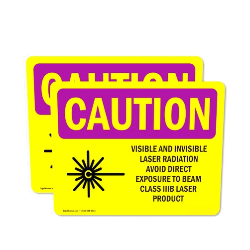SignMission (2 Pack) Visible And Invisible Laser With Symbol OSHA Caution Radiation Sign 18 Inch X 12 Inch Vinyl Label Decal Sticker Weather Resistant, UV Protected for Workplace, Made in the USA