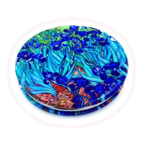 Aeisage Pocket Mirror for Women Small Travel Mirror Magnifying Van Gogh Irises Flower Purse Mirror Compact Unique Gift for Artistic Mom