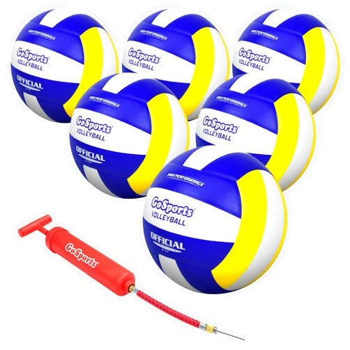 GoSports Indoor Competition Volleyball - Made from Synthetic Leather - Includes Ball Pump - Regulation Size and Weight (Choose Single Ball or 6 Pack)