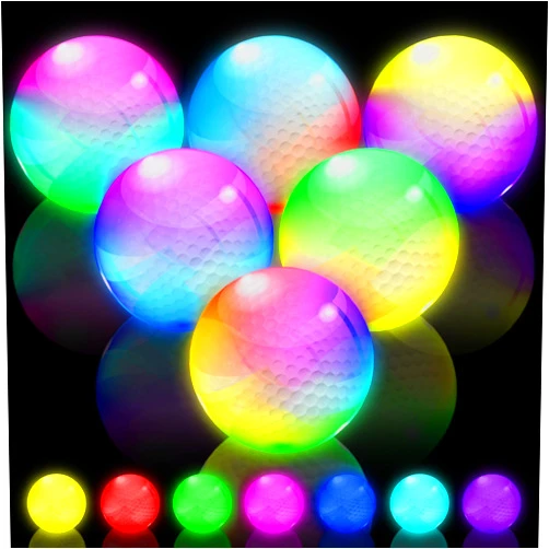 THIODOON New Glow Dark Golf Ball Glow Golf Balls Resettable Time LED Golf Ball Light up Golf Ball Night Golf Balls Luminous Golf Balls 6 Colors for Your Choice
