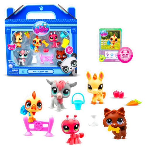 Littlest Pet Shop Farm Besties Collector Set - Gen 7 Bobble Head Pets #56-60, Imagination Toy for Kids 4+