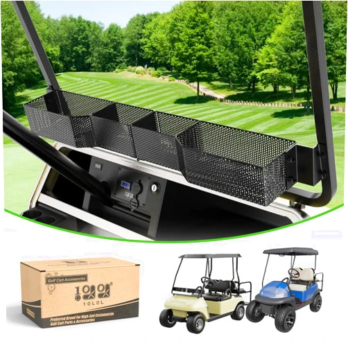 10L0L Golf Cart Front Inner Basket, Foldable Dash Storage Tray Organizer for 2000-up Club Car DS & Precedent, Enhance Your Golf Cart Storage, Black