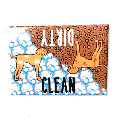 The Cloudy Corgi Vizsla Dishwasher Magnet, Clean Dirty Dog Sign, Kitchen Accessories & Home Decor, 2x3