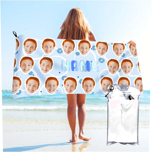 XIAYUEHUA Custom Face Beach Towel Personalized Beach Blanket with Name Microfiber Beach Towels Quick Dry Towel for Travel Beach Pool Bath (Style 11)