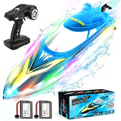 HEXSOLID Remote Control Boat RC Boat for Adults Kids for Pool Lake with 2 Batteries 60Min 30+ KPH Racing Boats 5 Cool LED Lights 3 Speeds Toys for Kids & Boys Ideal for Kids