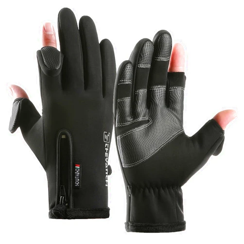 LJCUTE Winter Fingerless Fishing Gloves for Men & Women, Windproof Cold Weather Touchscreen Warm Motorcycle Cycling Gloves for Photography Hunting Ski Driving