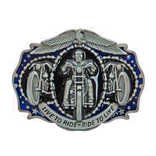 Generic Motorcycle Belt Buckle Live to Ride Ride to Live Eagle Chain Silver Tone Enamel -cirasanyoe