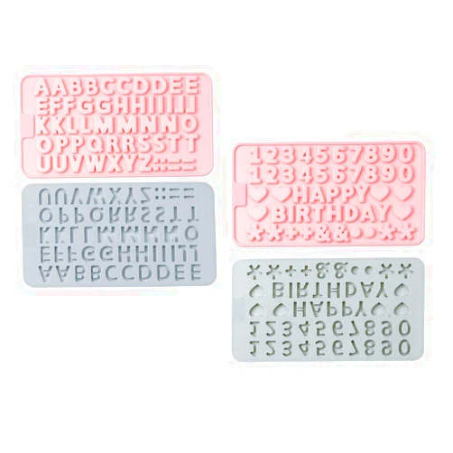 Spetish 4 Pieces Letter Mold Number Chocolate Molds with Happy Birthday Symbol Alphabet Silicone Molds Cake Candy Chocolate Decorating for Cupcake Cake Decorating Resin DIY Crafting Projects (4)