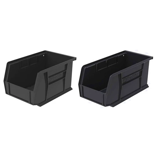 Akro-Mils Plastic Hanging Stackable Storage Organizer Bins, Black, 9-Inch x 6-Inch x 5-Inch 12-Pack and 11-Inch x 5-Inch x 5-Inch 12-Pack