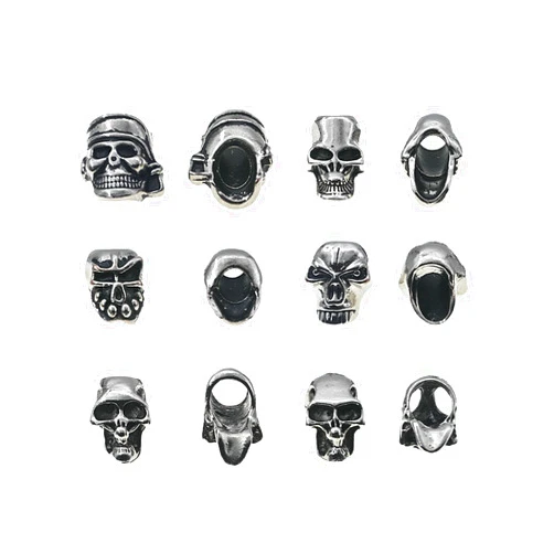 ShineIn Skull Beads for Jewelry Making,Beard Beads,Beads Paracord,Mini Bulk Metal Beads DIY Bracelets Pendants 12 PCS