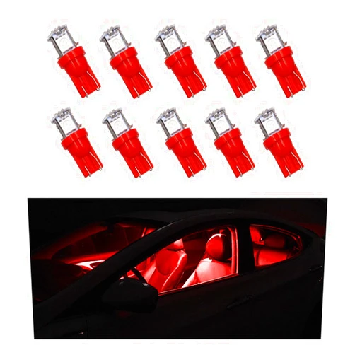Povtii 10PCS Car LED Light Bulb, Super Bright T10 5050 LED Auto Interior Light Bulb, Led Bulb Replacement for Dashboard Dome Map Door License Plate Lights, Lighting Car Accessories (Red)