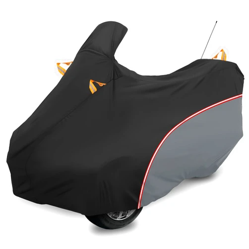 CoukouCover Can Am Spyder RT Cover 2010-2022, Can Am Spyder Cover Heavy Duty Waterproof Oxford Fabric, All Weather Waterproof and Dustproof with Reflective Stripe (Black Gray)