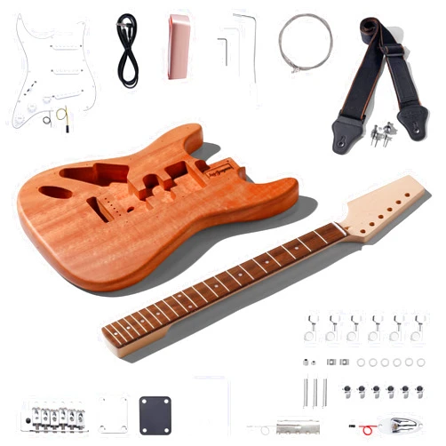 Leo Jaymz DIY ST Lefthand Style Electric Guitar Kits with Mahogany Body and Maple Neck - Laurel wood Fretboard and All Components Included (ST Lefthand)