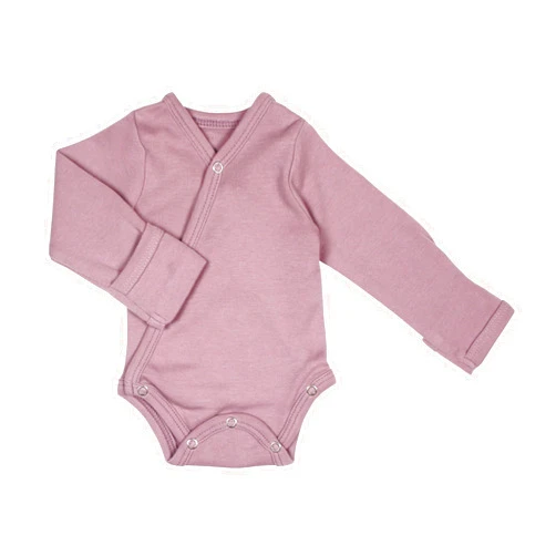 L'ovedbaby Unisex Baby Organic Cotton Long Sleeve Kimono Bodysuit, GOTS Certified, Side-Snap Wrap Onesie with Mitten Cuffs