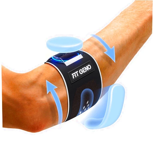 Fit Geno Elbow Brace for Tennis & Golfer's Elbow: Adjustable Elbow Strap for Tendonitis Pain Relief with Compression Pad - Support for Sports Men and Women - Plus (10''-15.5'', 1 Pack)