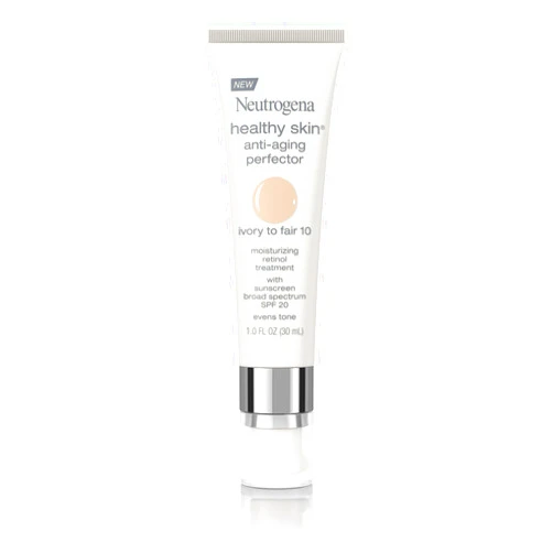 Neutrogena Healthy Skin Anti-Aging Perfector Tinted Facial Moisturizer and Retinol Treatment with Broad Spectrum SPF 20 Sunscreen with Titanium Dioxide, 10 Ivory to Fair, 1 fl. oz