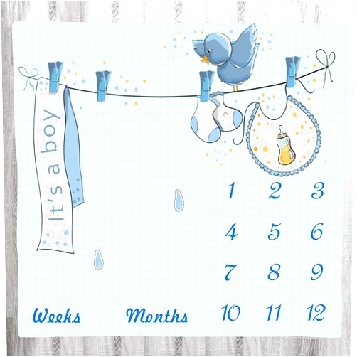 LYLYCTY Milestone Blanket for Baby Boy, Blue Baby Photo Backdrop Memory Blanket for Baby Boy Swaddling Blanket, 48x40 Inch Receive Baby Blanket for Baby Boy BTMLLY35