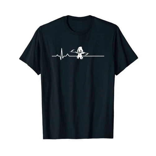 The Dark Humor Funny Cute Grim Reaper Death C.o. Funny Grim Reaper Heartbeat Death Cardiogram Goth Dark Humor T-Shirt