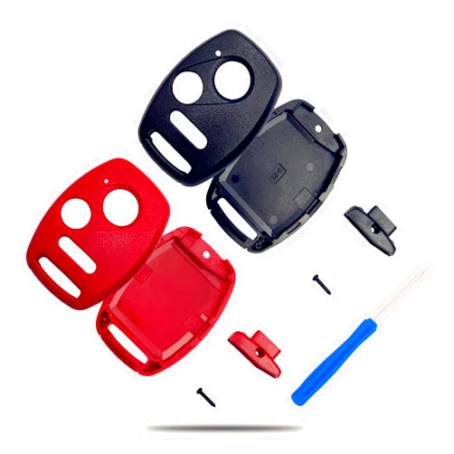 TALKMOON Cutting Not Required - Key Fob Case Replacement for Honda Accord Crosstour Civic Odyssey Fit CR-V CR-Z Remote Control Car Key Fob Cover Shell (Black+Red)