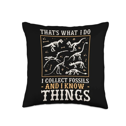 Archeology Dino Fossil Hunter Paleontologist Dinosaur Fossil Skeleton Paleontology Science Dino Expert Throw Pillow