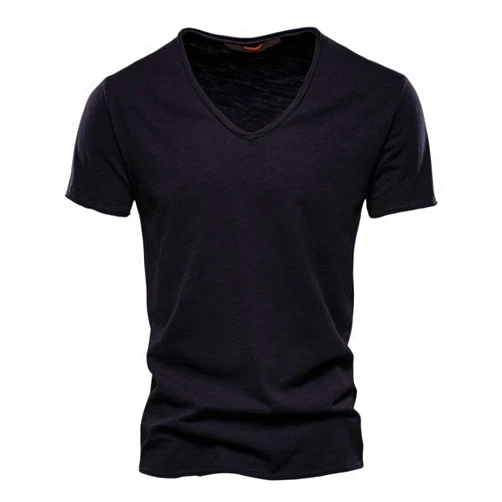 GOKKILRW Mens Fashion V-Neck T-Shirts Summer Short Sleeve Workout Muscle Cut Off Shirts Slim Fit Solid Color Basic Tee Tops