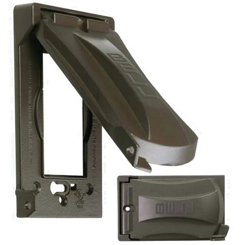 BELL Hubbell MX1050Z Bell 1-Gang Weatherproof Universal Metal Flip Cover, Vertical/Horizontal 12-in-1, Bronze